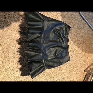 Leather skirt with lace